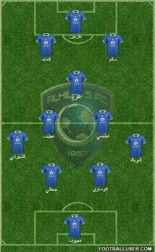 Al-Hilal (KSA) 4-2-1-3 football formation