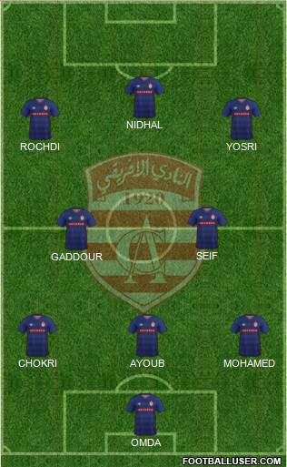 Club Africain Tunis 5-3-2 football formation