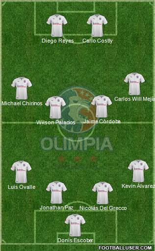 CD Olimpia 4-4-2 football formation
