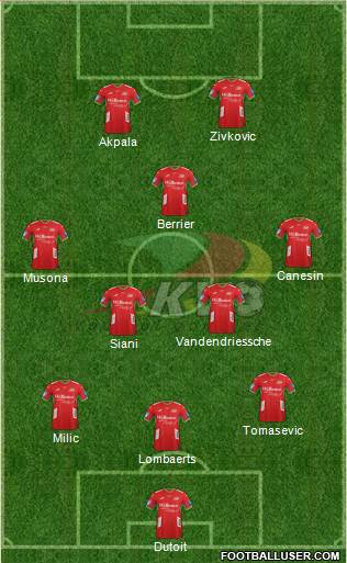 KV Oostende 3-4-1-2 football formation