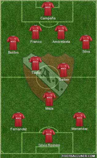 Independiente 4-2-1-3 football formation