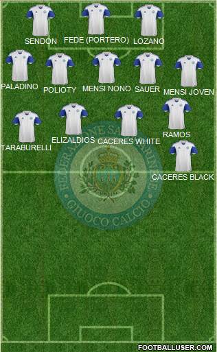 San Marino 4-4-1-1 football formation
