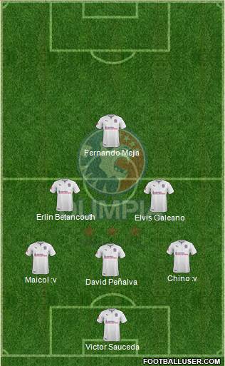 CD Olimpia 4-2-2-2 football formation