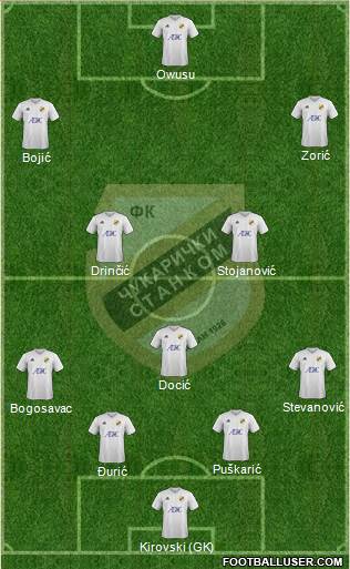 FK Cukaricki Stankom Beograd 4-3-2-1 football formation