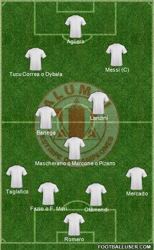 Alumni de Villa María 4-3-2-1 football formation