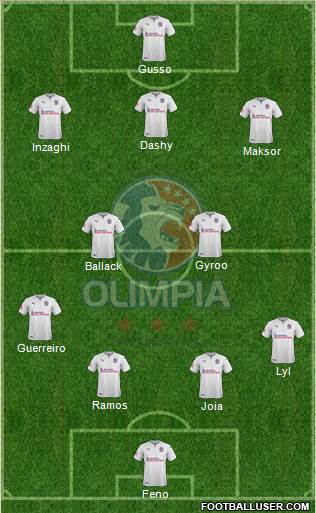 CD Olimpia 4-2-3-1 football formation