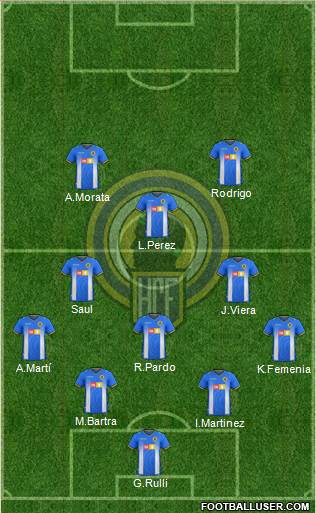 Hércules C.F., S.A.D. 4-1-3-2 football formation