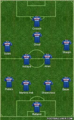 Stoke City 4-1-2-3 football formation