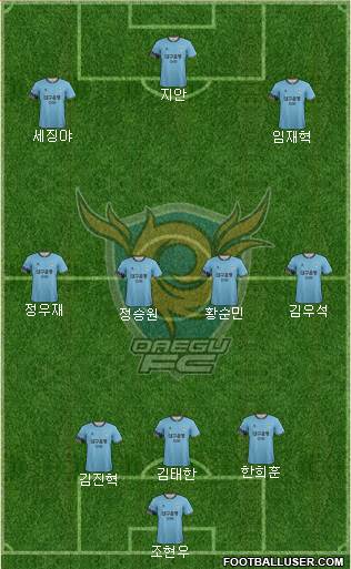Daegu FC 3-4-3 football formation