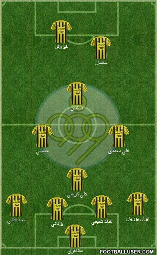 Sepahan Esfahan 4-4-1-1 football formation