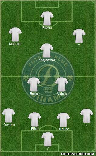 KS Dinamo Tirana 4-2-1-3 football formation