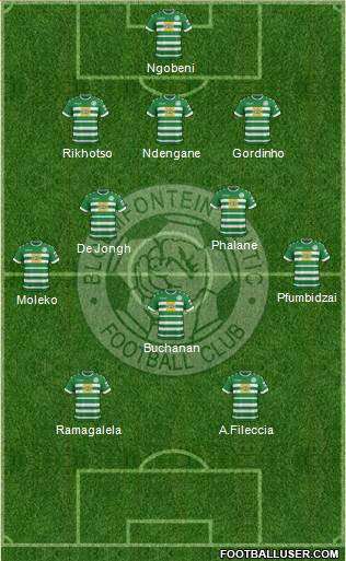 Bloemfontein Celtic 3-5-2 football formation