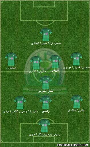 Zob-Ahan Esfahan 4-1-4-1 football formation