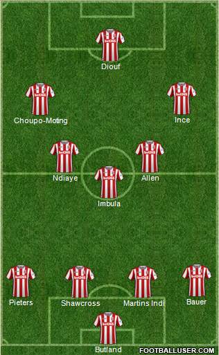 Stoke City 4-1-4-1 football formation