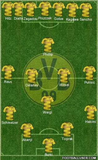 Borussia Dortmund 4-1-4-1 football formation