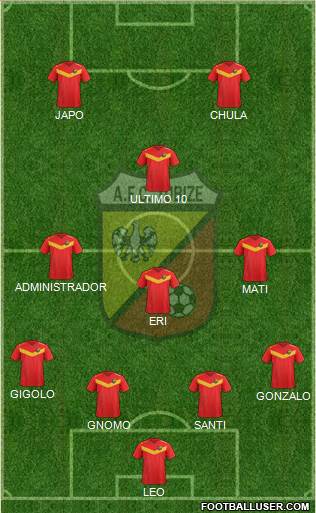 AFC Tubize 4-4-2 football formation
