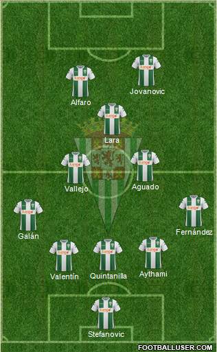 Córdoba C.F., S.A.D. 5-3-2 football formation