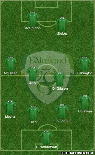 Ireland 3-5-1-1 football formation