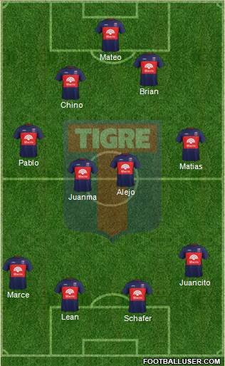 Tigre 4-3-2-1 football formation