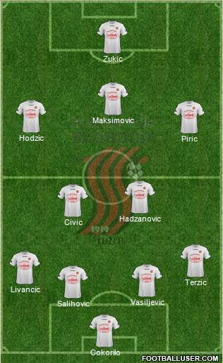 FK Sloboda Tuzla 4-1-3-2 football formation