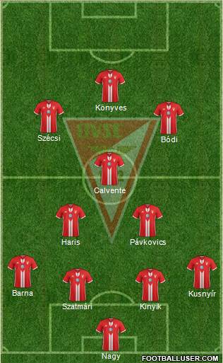 Debreceni VSC 4-2-1-3 football formation