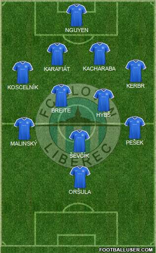 Slovan Liberec 4-2-3-1 football formation