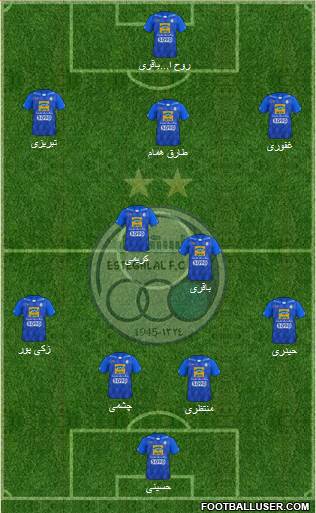 Esteghlal Tehran 4-2-3-1 football formation