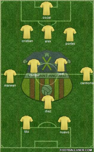 U.E. Sant Andreu 3-5-2 football formation