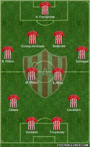 Unión de Santa Fe 4-4-2 football formation