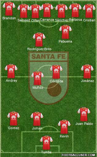 Santa Fe CD 4-3-2-1 football formation