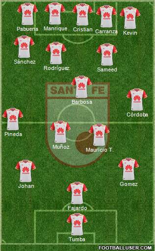 Santa Fe CD 4-4-1-1 football formation