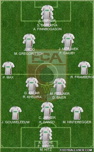 FC Augsburg 3-4-2-1 football formation