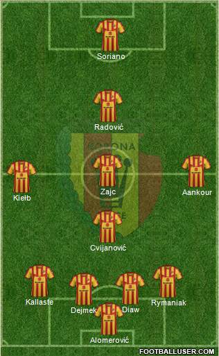 Korona Kielce 4-1-3-2 football formation