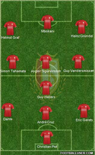 R Standard de Liège 3-4-3 football formation