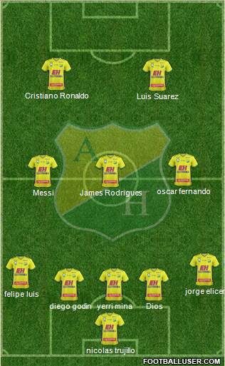 CD Atlético Huila 5-3-2 football formation