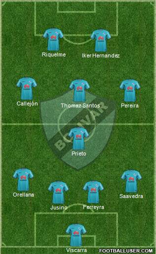 C Bolívar 4-1-3-2 football formation