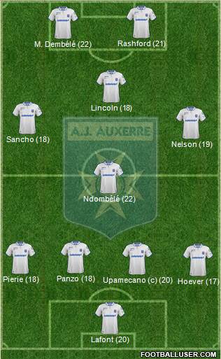 A.J. Auxerre 4-4-2 football formation