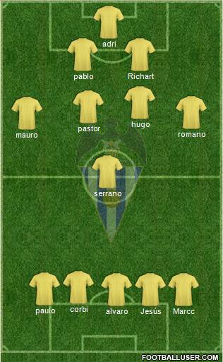 C.D. Alcoyano 3-4-2-1 football formation