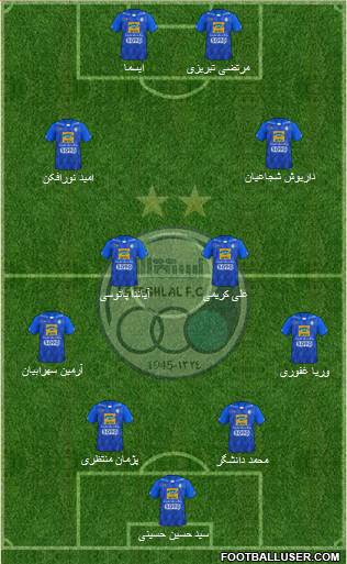 Esteghlal Tehran 4-1-3-2 football formation