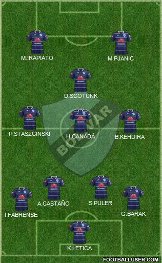 C Bolívar 4-3-1-2 football formation