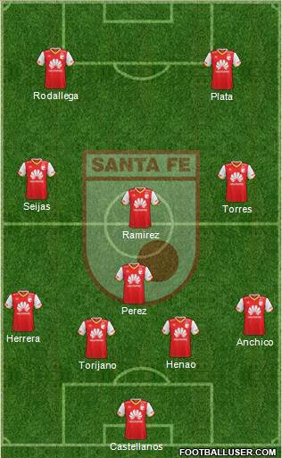 Santa Fe CD 4-1-3-2 football formation