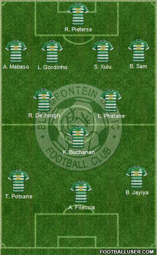 Bloemfontein Celtic 4-3-3 football formation