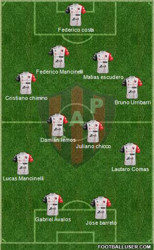 Patronato de Paraná 4-4-2 football formation