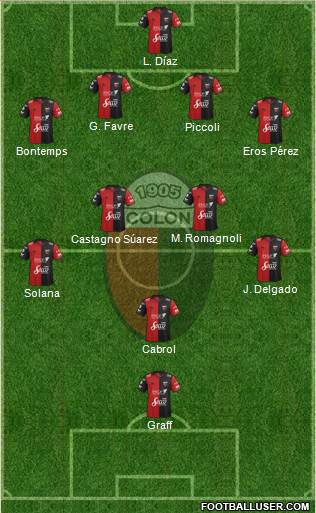 Colón de Santa Fe 4-4-1-1 football formation