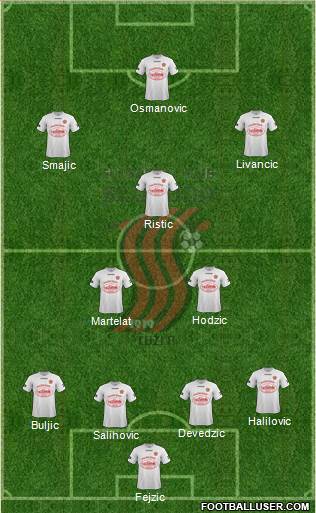 FK Sloboda Tuzla 3-5-1-1 football formation