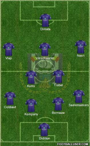 RSC Anderlecht 3-5-1-1 football formation