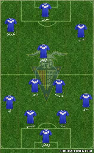 C.F. Badalona 4-2-1-3 football formation