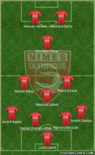 Nîmes Olympique 4-3-1-2 football formation