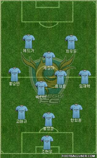 Daegu FC 3-4-1-2 football formation