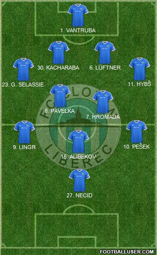 Slovan Liberec 4-2-3-1 football formation